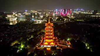 广东<strong>佛山</strong>夜景<strong>魁星阁</strong>地标建筑航拍