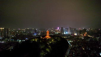 广东<strong>佛山</strong>夜景魁星阁地标建筑航拍