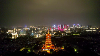 广东<strong>佛山</strong>夜景<strong>魁星阁</strong>地标建筑航拍