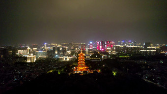 广东<strong>佛山</strong>夜景<strong>魁星阁</strong>地标建筑航拍