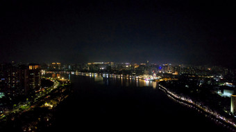 广东惠州城市夜景灯光航拍