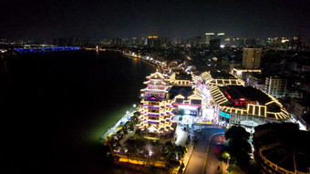 广东惠州城市夜景航拍