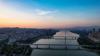 广东惠州城市夜幕降临夜景灯光航拍