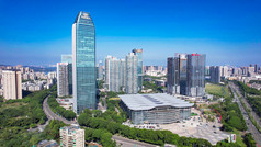 广东惠州城市CBD商务建筑航拍