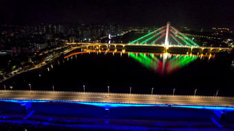 广东惠州合江<strong>大桥</strong>惠州<strong>大桥</strong>夜景交通航拍