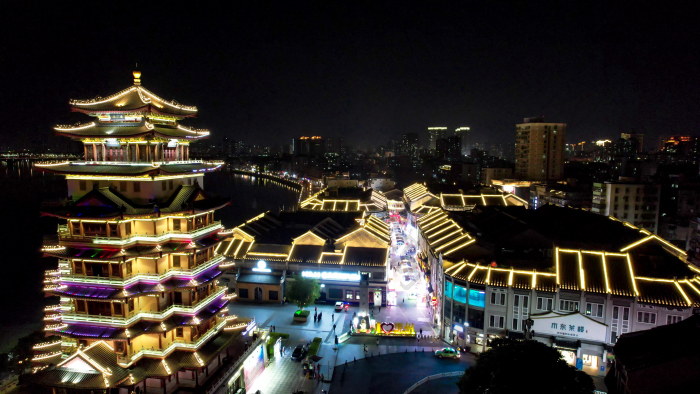 广东惠州合江楼夜景航拍图片-包图网企业站