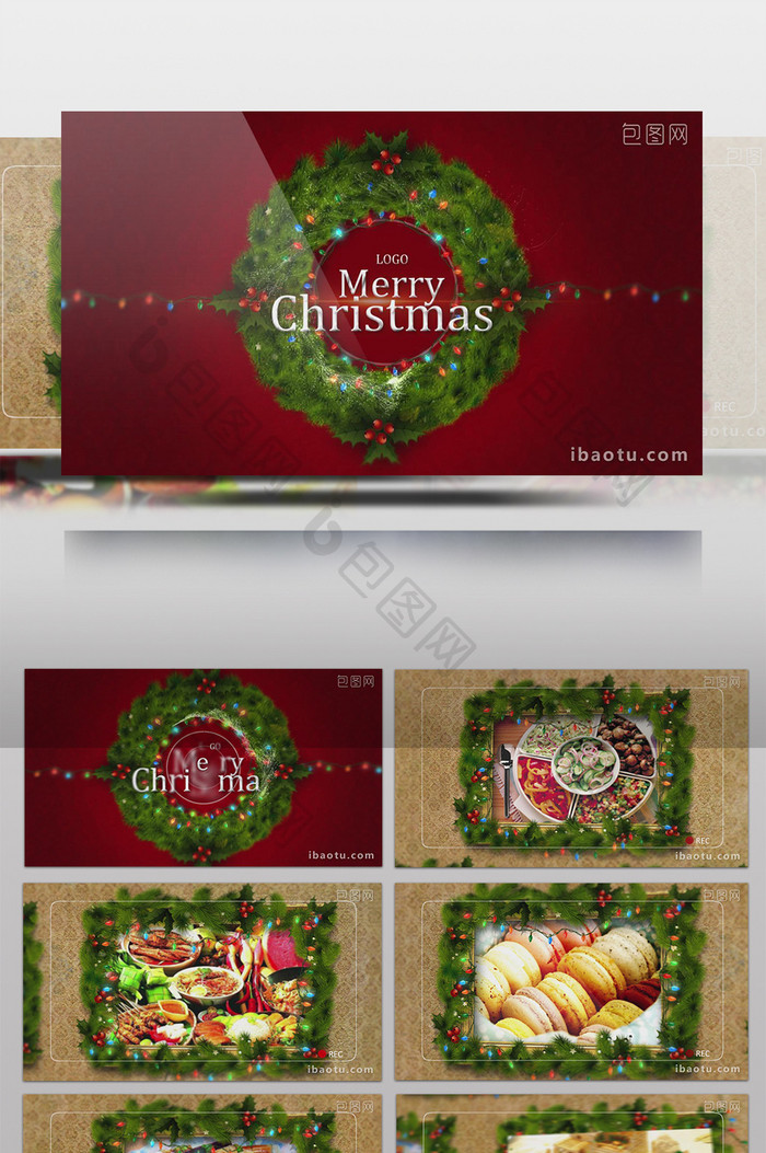 霓虹灯圣诞装饰照片相册展示AE模板