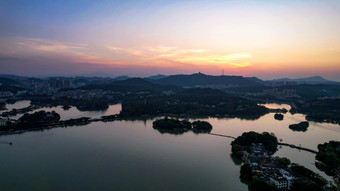 广东惠州<strong>西湖</strong>5A景区日落晚霞夕阳航拍