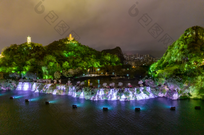 广西柳州百里柳江夜景灯光航拍摄影图图片-包图网企业站