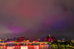 广西柳州夜景灯光航拍摄影图