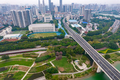 广西南宁城市绿化植物航拍摄影图