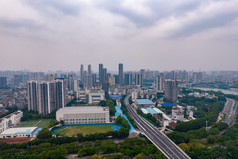 广西南宁城市绿化植物航拍摄影图