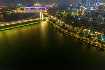 广西南宁柳江夜景灯光航拍摄影图