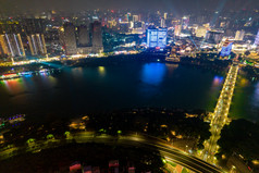 广西南宁城市夜景灯光航拍摄影图