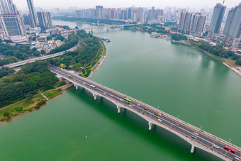 广西南宁邕江风光桥梁交通航拍摄影图
