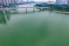广西南宁邕江两岸航拍摄影图