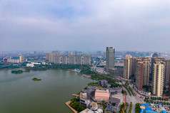 广西钦州城市风光白石湖公园航拍摄影图
