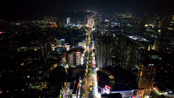 广西钦州城市夜景灯光交通航拍