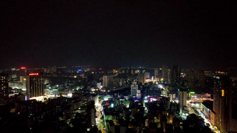 广西钦州城市夜景灯光交通航拍