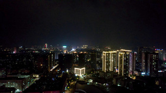广西钦州城市夜景灯光交通航拍