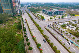 广西钦州东站周边建筑交通航拍摄影图