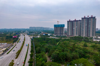 广西钦州东站周边建筑交通航拍摄影图