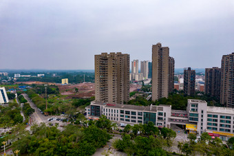 广西钦州市政府及周边建筑航拍摄影图