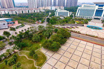 广西钦州市政府及周边建筑航拍摄影图
