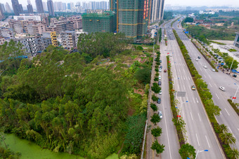 广西钦州东站周边建筑交通航拍摄影图