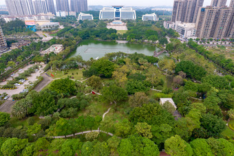 广西钦州市政府及周边建筑<strong>绿化</strong>航拍摄影图