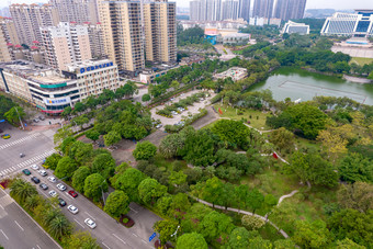 广西<strong>钦州</strong>市政府及周边建筑绿化航拍摄影图