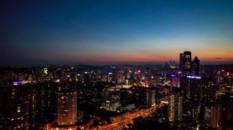 贵阳城市晚霞夜景灯光航拍