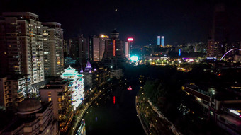 贵阳南明区城市夜景灯光航拍