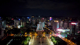 贵州贵阳筑城广场夜景灯光航拍