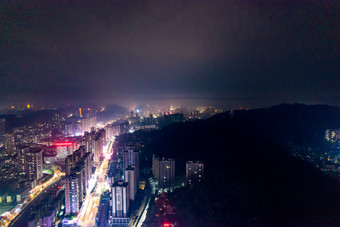 贵州遵义夜景交通航拍摄影图