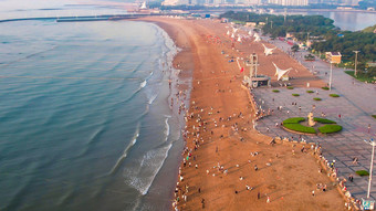 海边沙滩大海海洋沙滩风景航拍