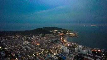 海上日落晚霞夕阳山东长岛日落航拍