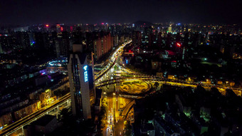 合肥城市<strong>夜景</strong>交通灯光航拍