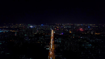 合肥城市夜景交通灯光航拍
