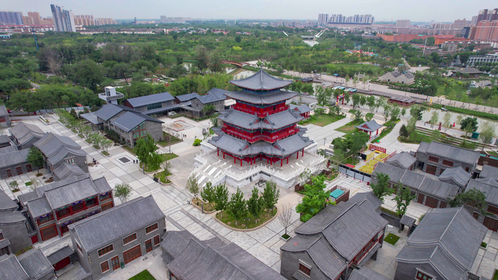 河北沧州南川楼历史文化古建筑航拍风景