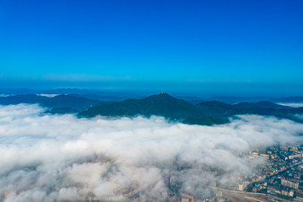 湖南怀化城市云海航拍摄影图