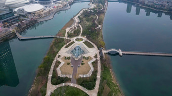 湖南长沙梅溪湖节庆岛航拍