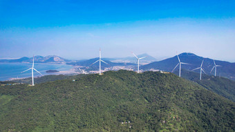 环保风车新能源发电航拍