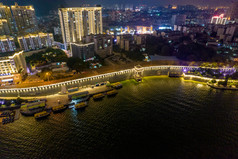 柳州柳江两岸夜景灯光航拍摄影图