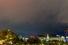 柳州文惠桥城市夜景灯光航拍摄影图