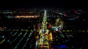 山东聊城城市夜景航拍摄影图
