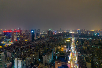 四川成都夜景天府熊猫塔航拍摄影图