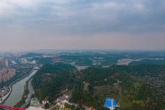 四川遂宁城市晚霞大景航拍摄影图