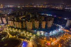 四川遂宁城市夜景灯光航拍摄影图