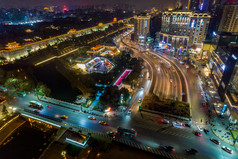 西安城墙永宁门夜景灯光航拍摄影图